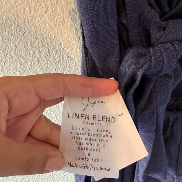 Japna linen blend jumpsuit. Navy blue. NWT. - Picture 9 of 12
